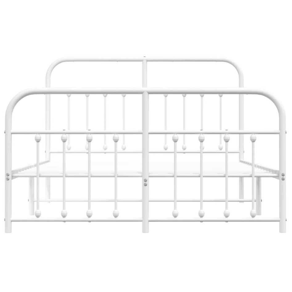 Estructura cama metal con cabecero y estribo blanco 135x190