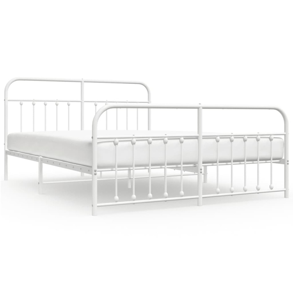 Estructura cama metal con cabecero y pie cama blanco 183x213