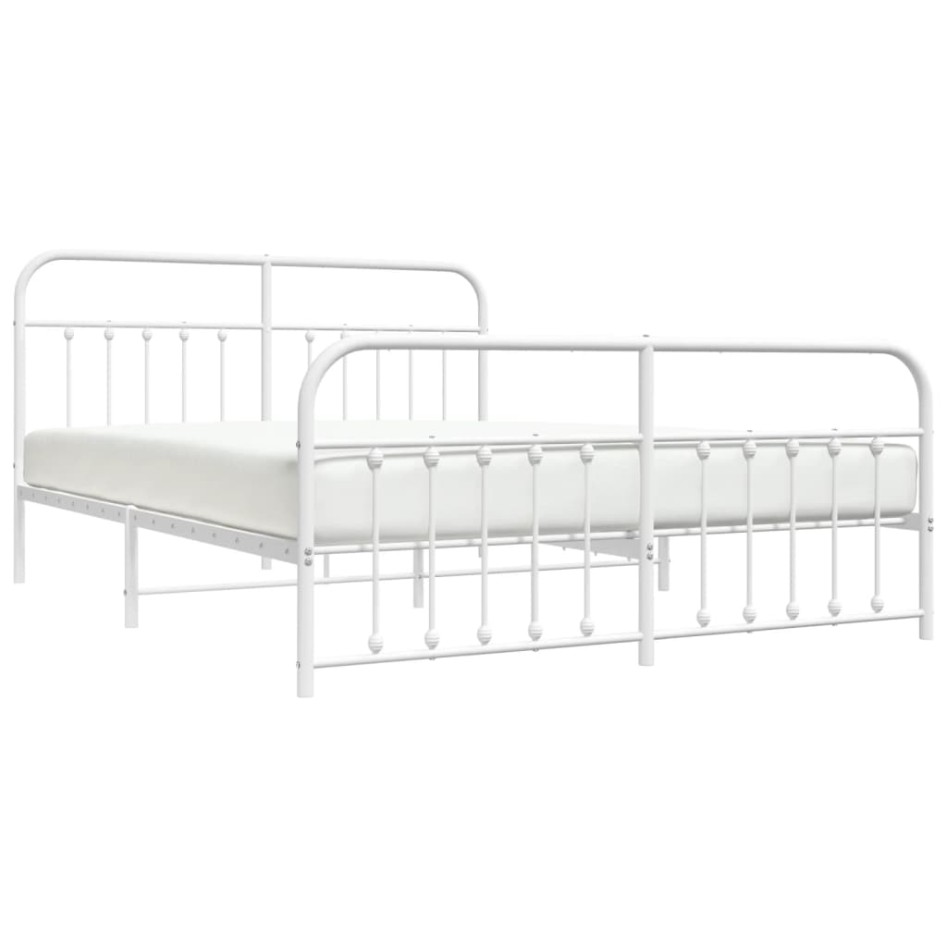 Estructura cama metal con cabecero y pie cama blanco 183x213