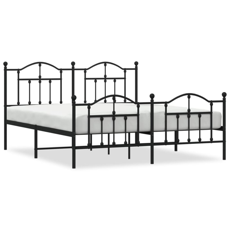Estructura de cama cabecero y estribo metal negro