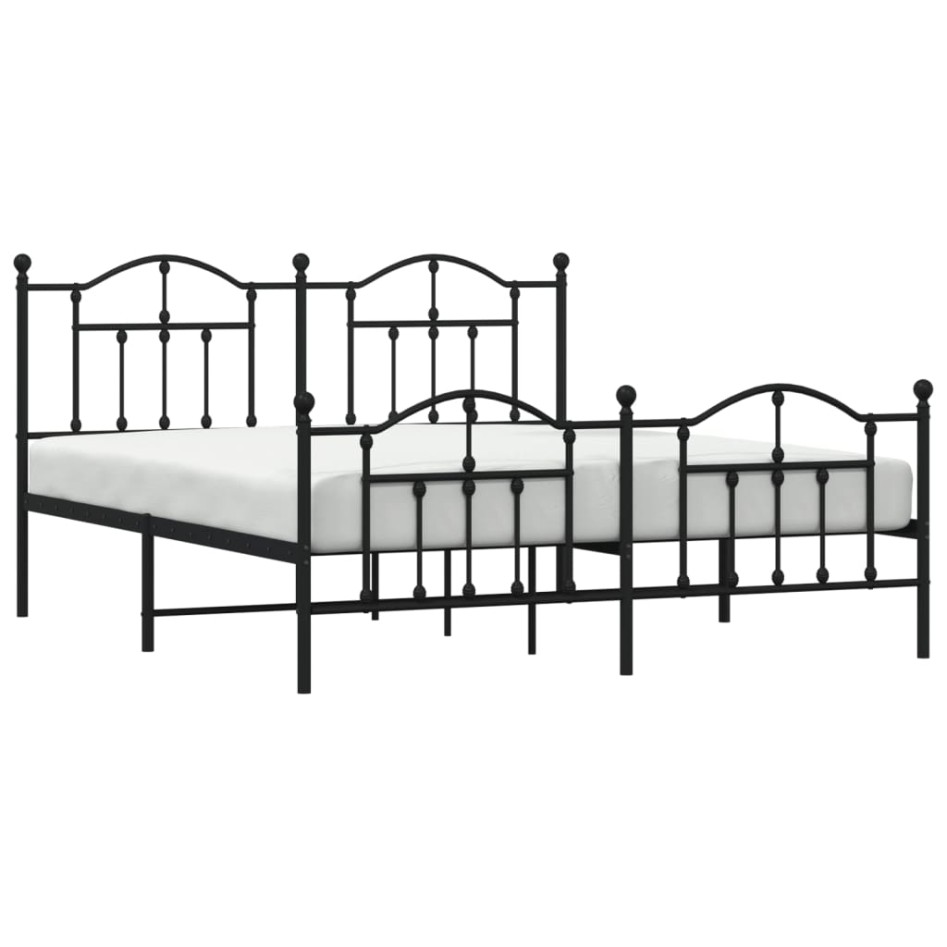 Estructura de cama cabecero y estribo metal negro