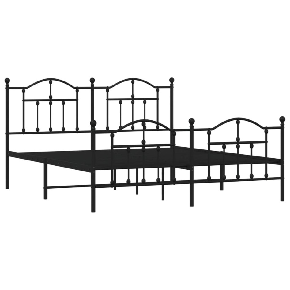 Estructura de cama cabecero y estribo metal negro