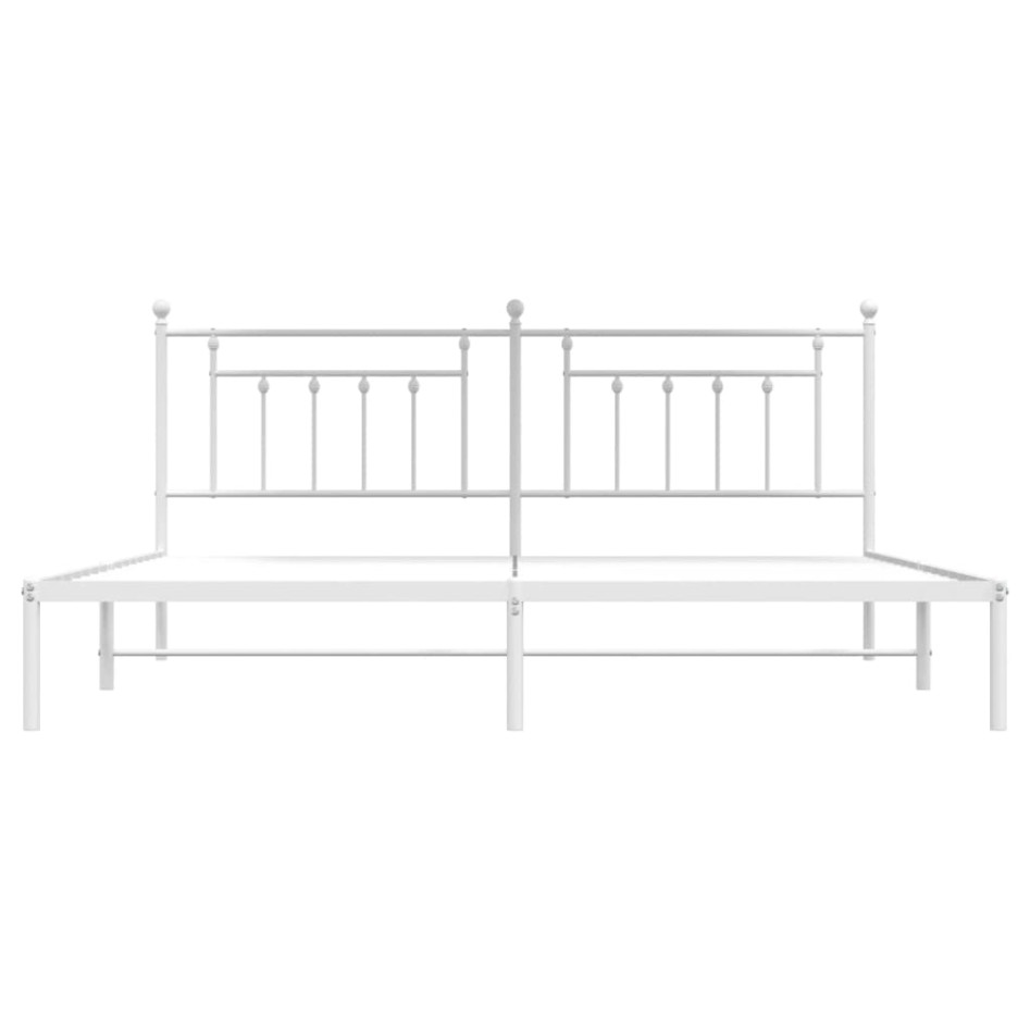 Estructura de cama de metal con cabecero blanco 193x203