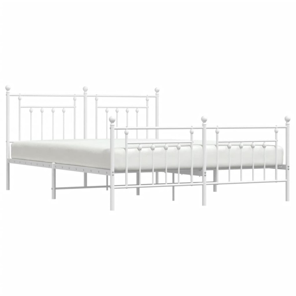 Estructura cama metal con cabecero y pie cama blanco 183x213