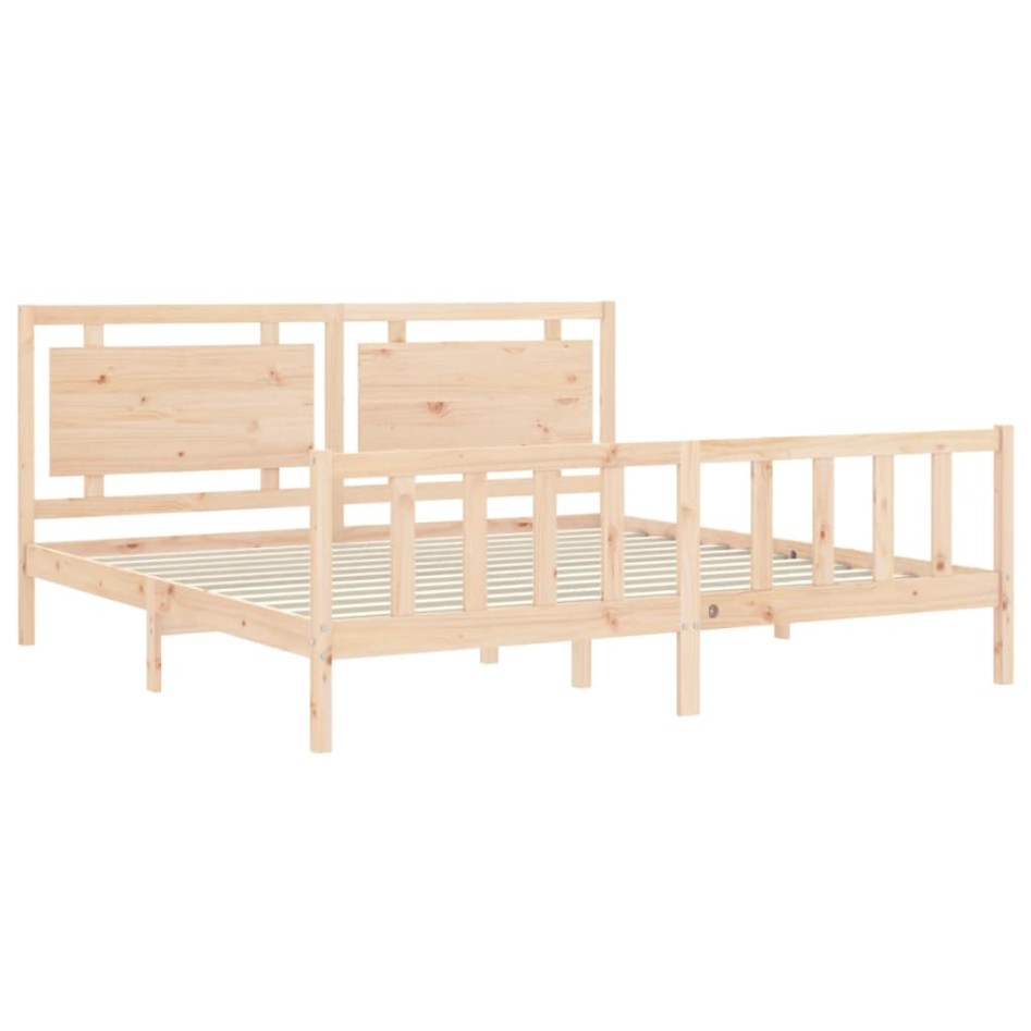 Estructura de cama con cabecero madera maciza 180x200