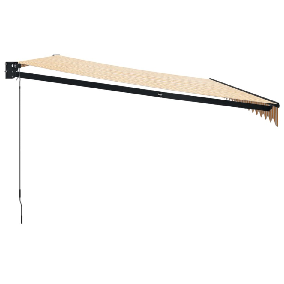 Toldo retráctil aluminio y tela amarillo y blanco 5x3