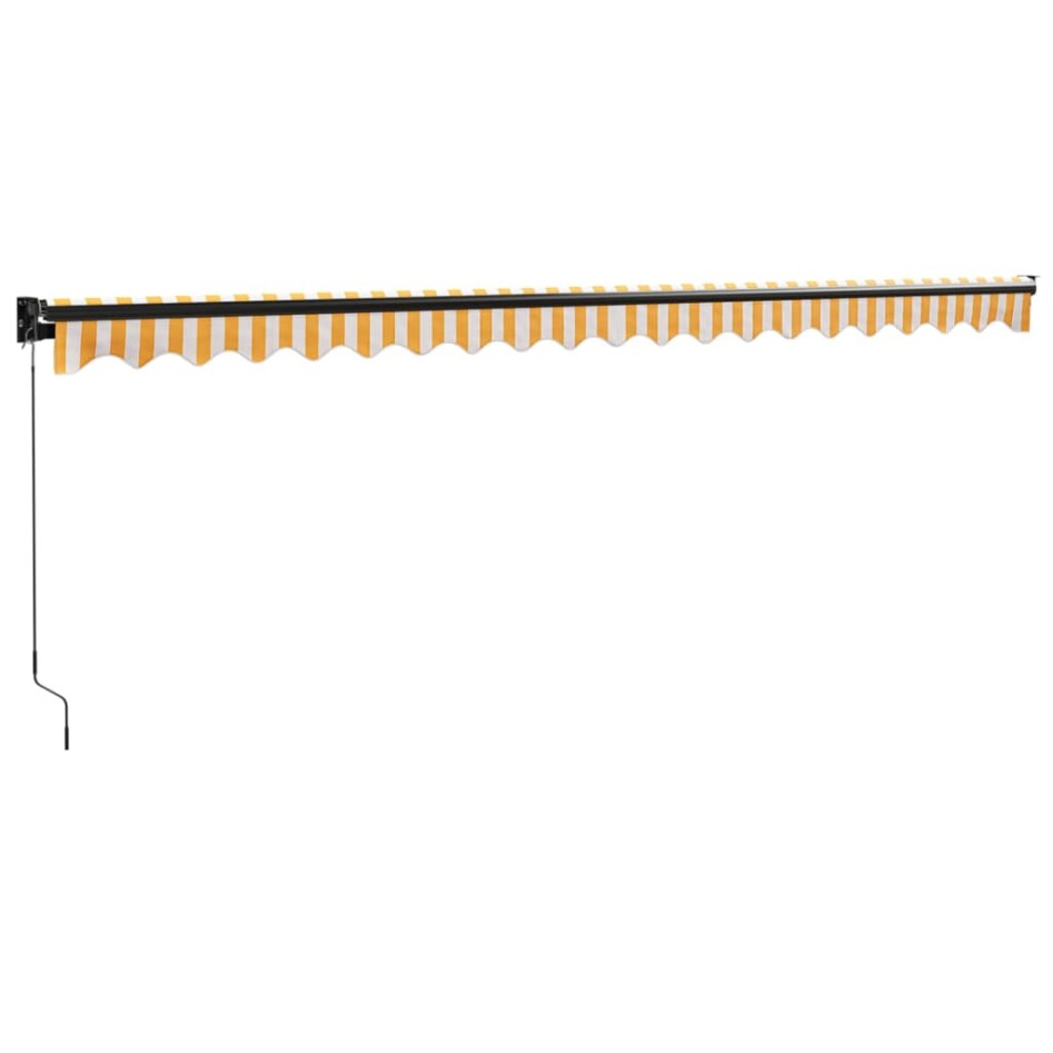 Toldo retráctil aluminio y tela amarillo y blanco 5x3