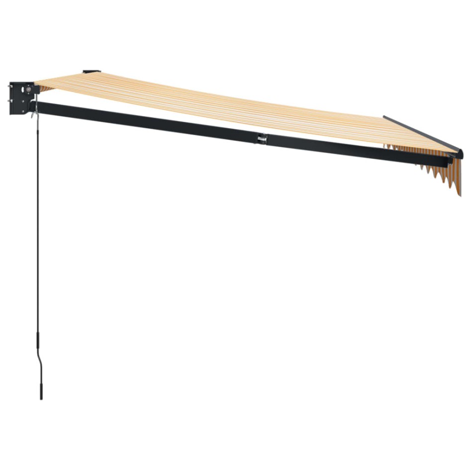 Toldo retráctil aluminio y tela amarillo y blanco 3,5x2,5