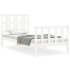 Estructura de cama con cabecero madera maciza blanco 90x190