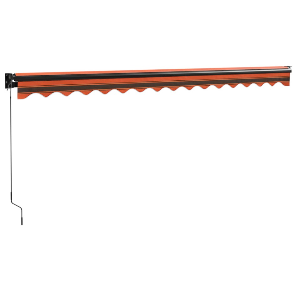 Toldo retráctil aluminio y tela naranja y marrón 4,5x3