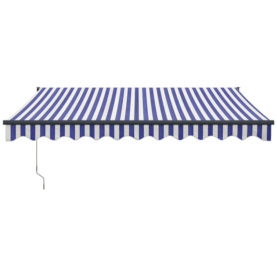 Toldo retráctil automático azul y blanco 3,5x2,5