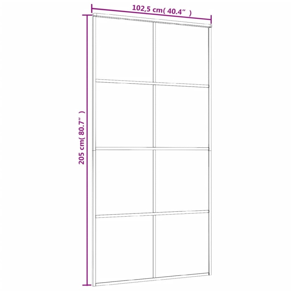 Puerta corredera ESG vidrio y aluminio 102,5x205 cm