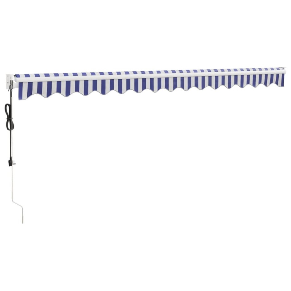 Toldo retráctil automático azul y blanco 4,5x3