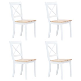 Sillas comedor 4 uds madera maciza caucho blanco y madera