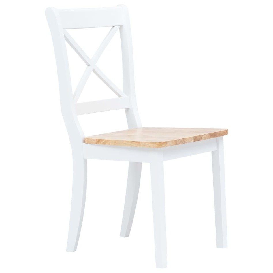 Sillas comedor 4 uds madera maciza caucho blanco y madera