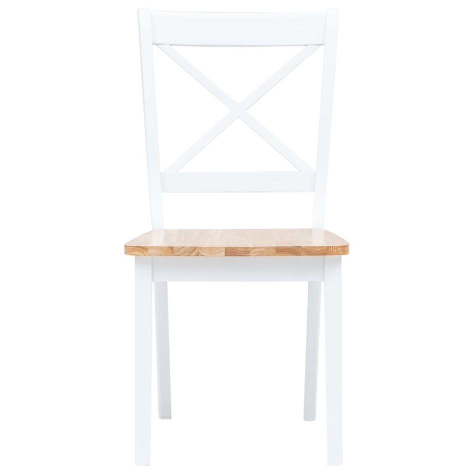Sillas comedor 4 uds madera maciza caucho blanco y madera