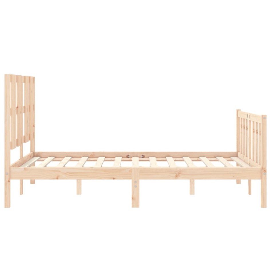 Estructura de cama con cabecero madera maciza 140x190