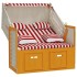 Silla Strandkorb con cojines ratán sintético madera rojo
