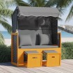 Silla Strandkorb cojines ratán sintético madera negro antracita