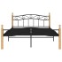 Estructura de cama madera maciza roble metal negro 140x200