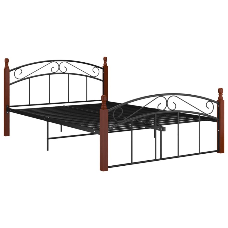 Estructura de cama metal y madera maciza de roble 140x200