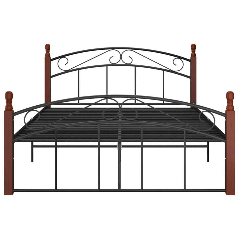 Estructura de cama metal y madera maciza de roble 140x200