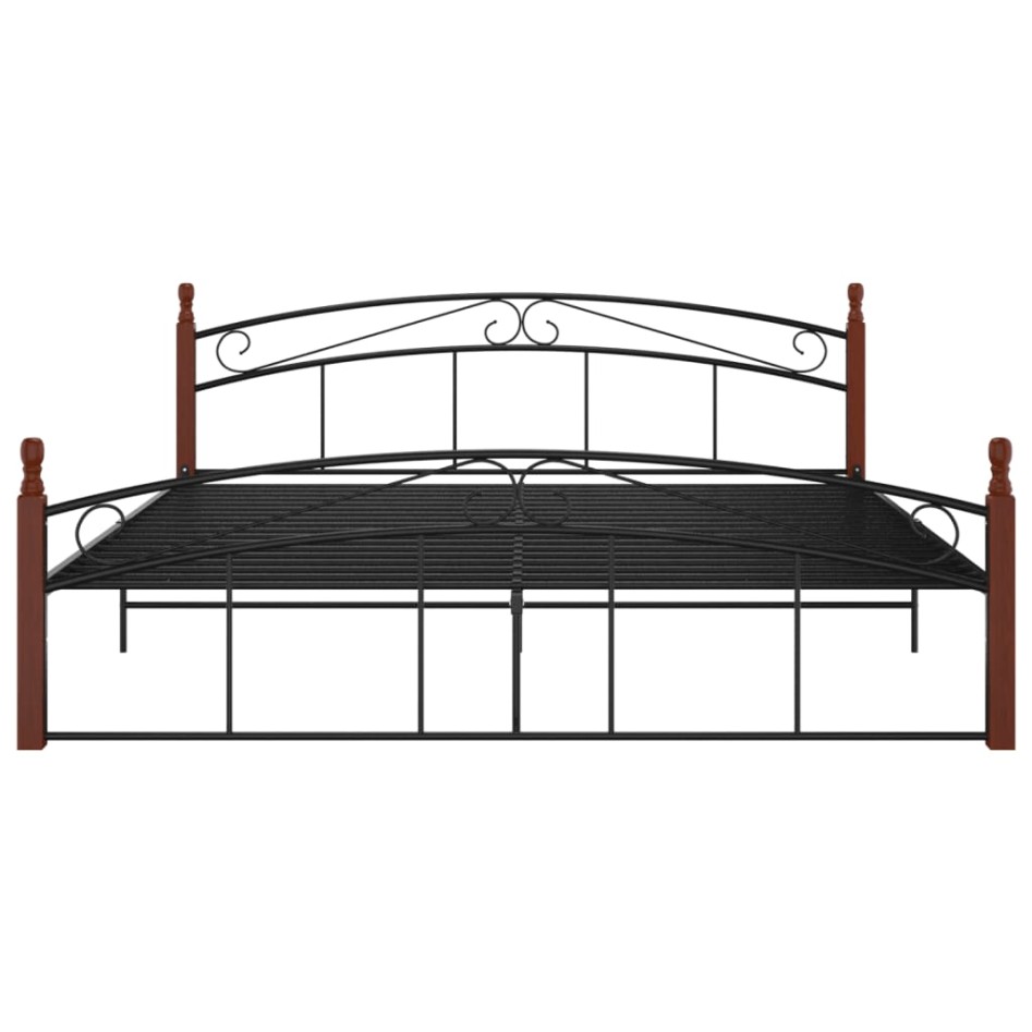 Estructura de cama metal y madera maciza de roble 180x200