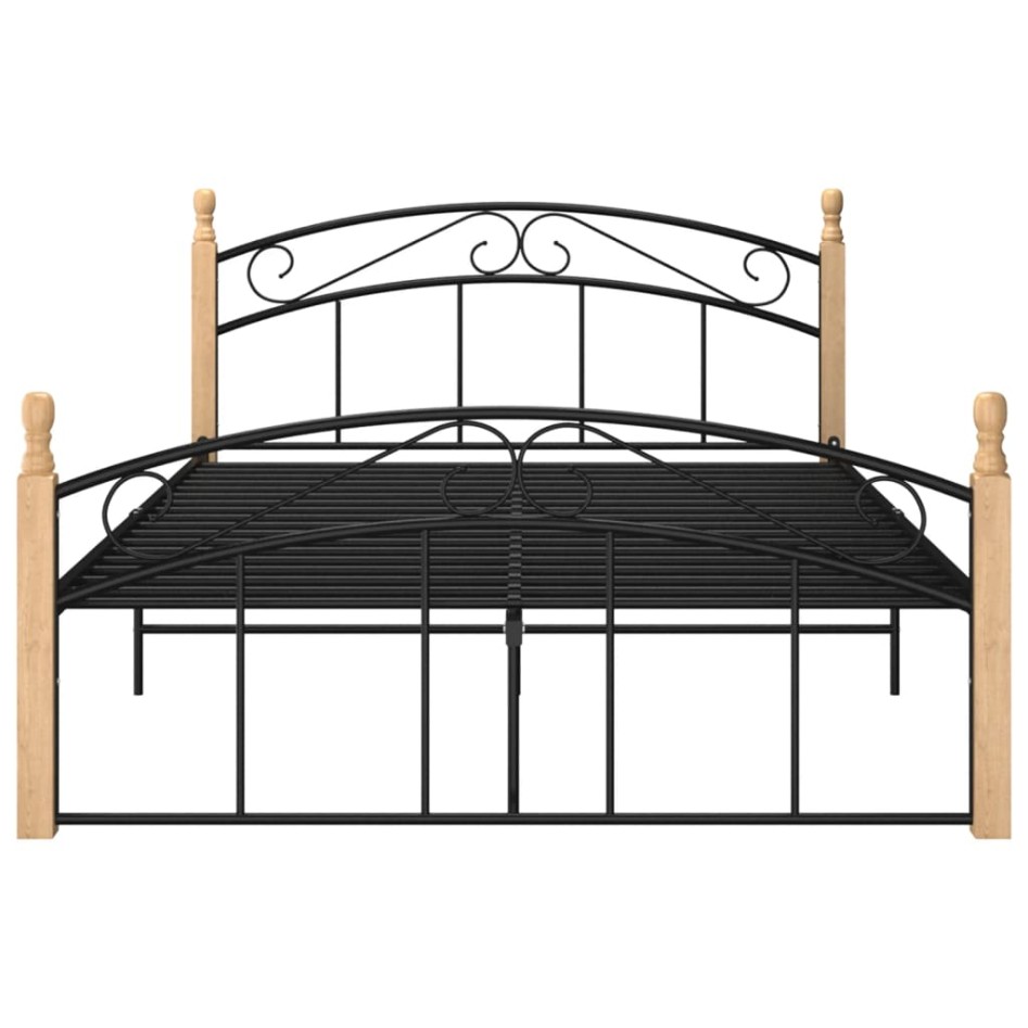 Estructura de cama metal y madera maciza de roble 140x200