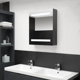 Armario de baño con espejo y LED gris 50x14x60