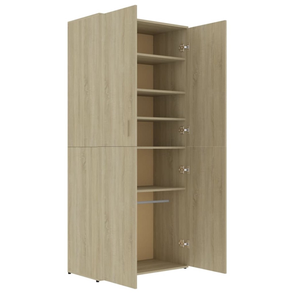 Mueble zapatero madera contrachapada color roble 80x39x178