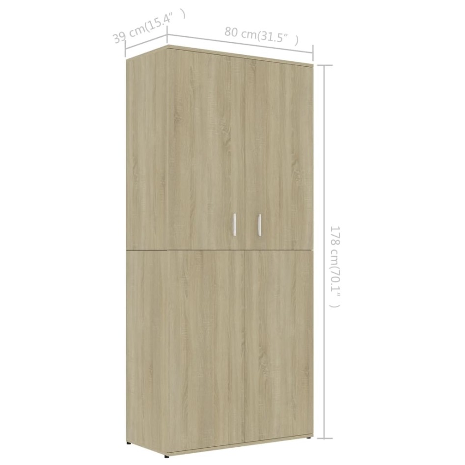 Mueble zapatero madera contrachapada color roble 80x39x178