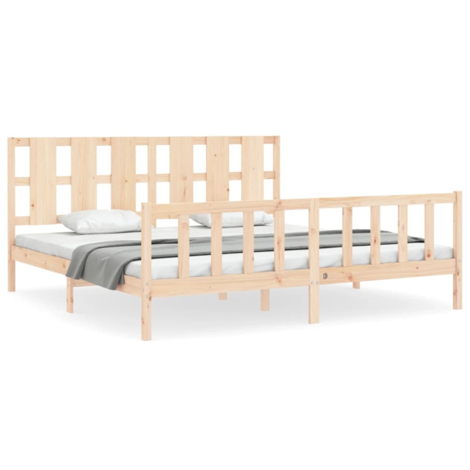 Estructura de cama con cabecero madera maciza 200x200