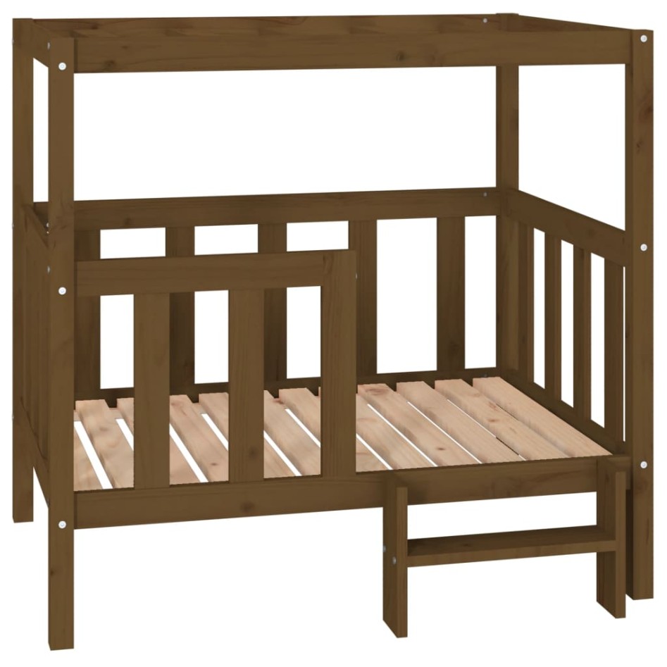 Cama perros madera maciza pino marrón miel 105,5x83,5x100