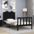 Estructura de cama con cabecero madera maciza negro 90x200