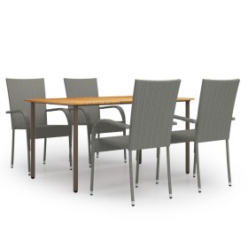 Set de muebles de comedor de jardín 5 piezas de ratán