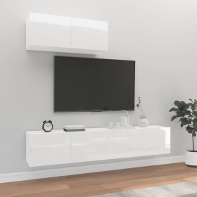 Set de muebles de TV 3 pzas madera contrachapada blanco
