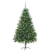 Árbol de Navidad preiluminado con luces y bolas verde 210 cm