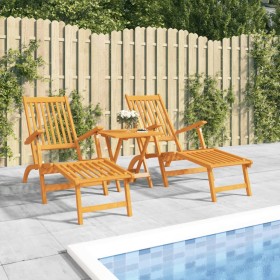 Sillas de jardín con reposapiés 2 uds madera maciza de
