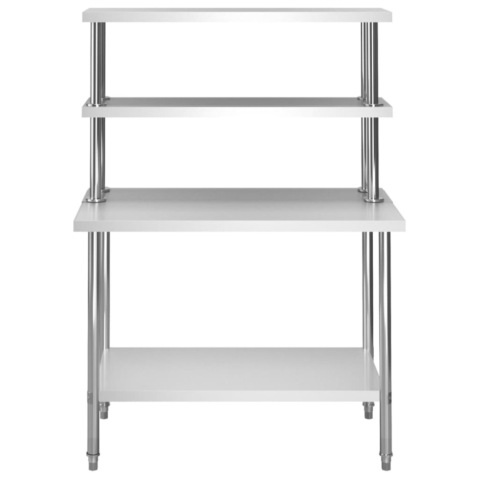 Mesa de trabajo de cocina con estante acero inox 120x60x150