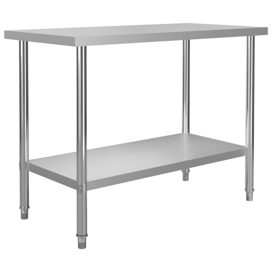 Mesa de trabajo de cocina con estante acero inox 120x60x150