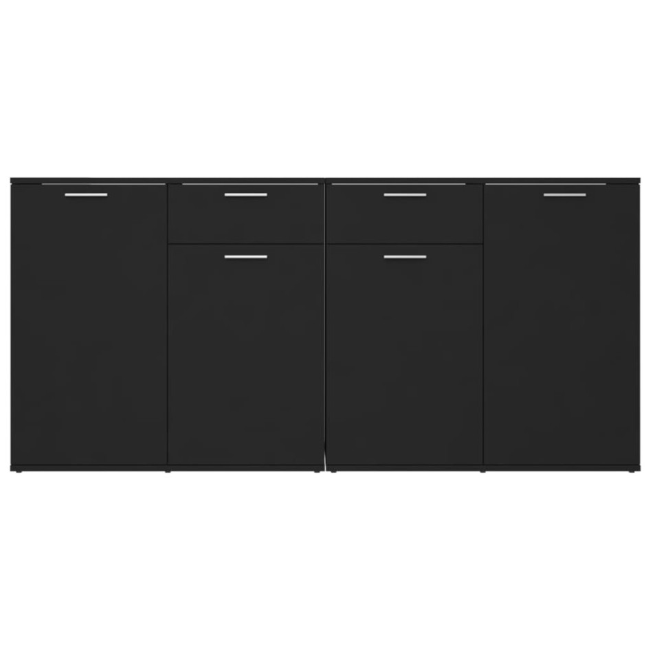 Aparador de madera de ingeniería negro 160x36x75