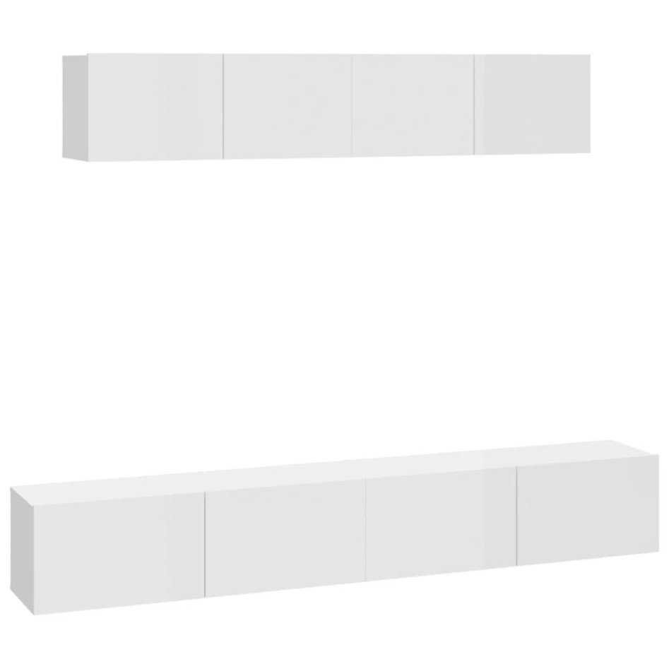 Set de muebles de TV 4 pzas madera contrachapada blanco