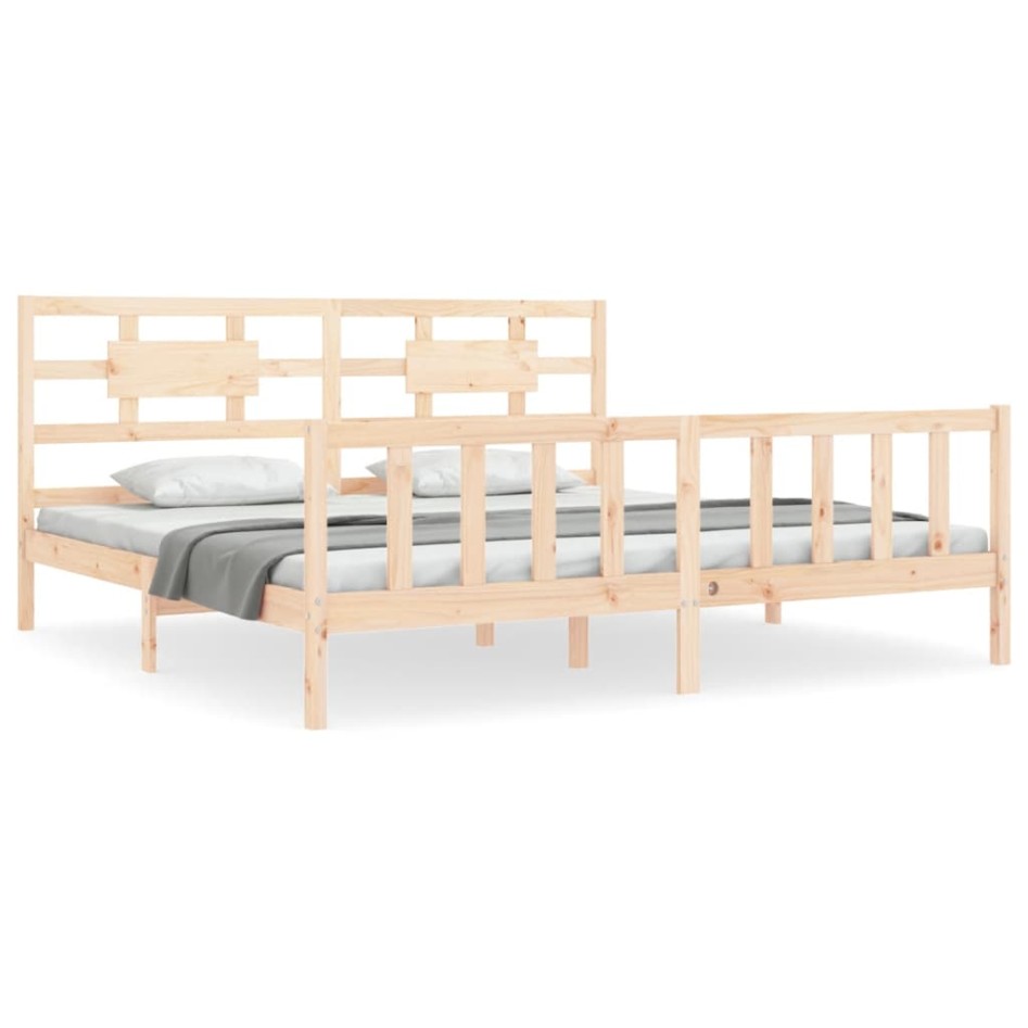 Estructura de cama con cabecero madera maciza 200x200
