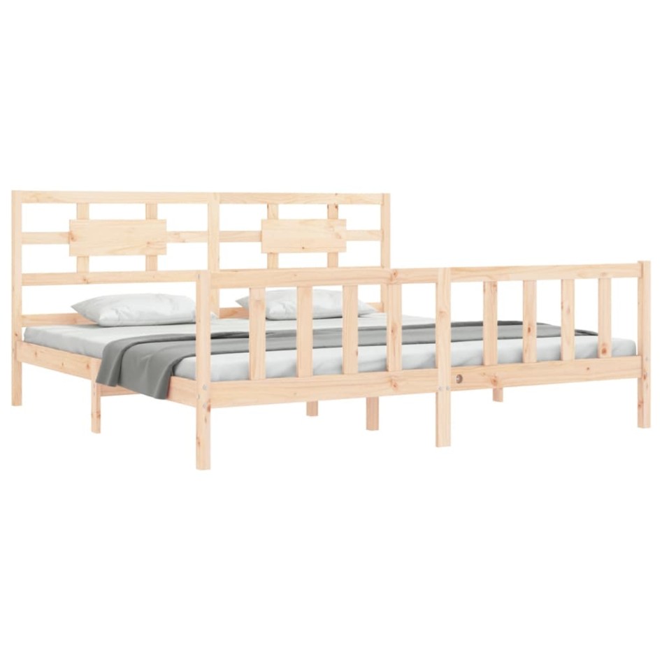 Estructura de cama con cabecero madera maciza 200x200