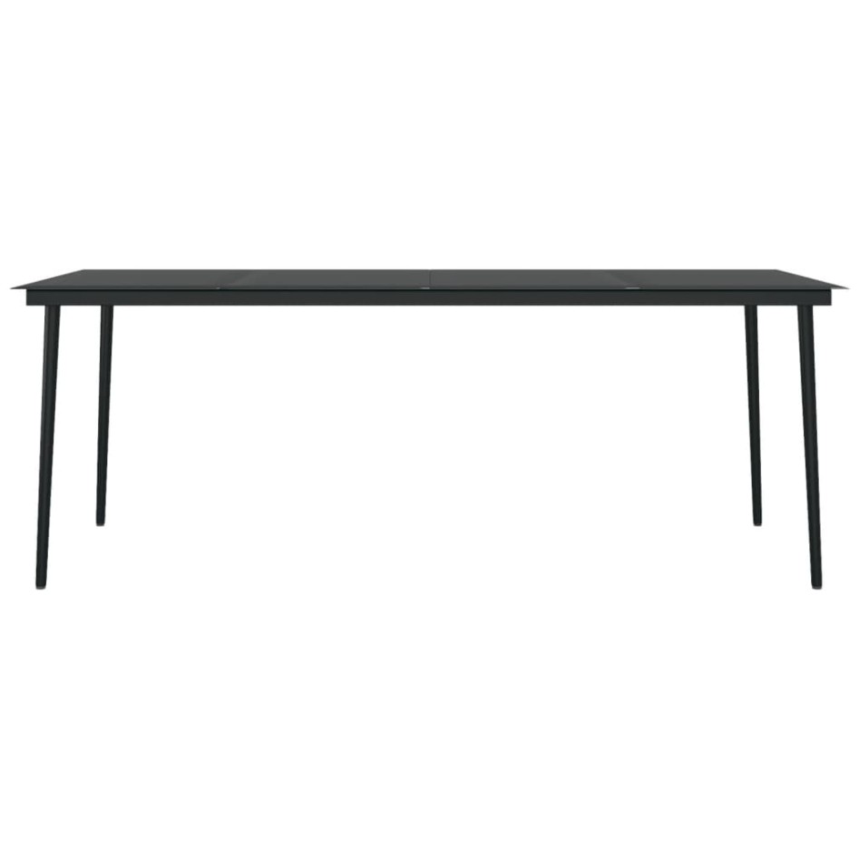 Mesa de comedor para jardín acero y vidrio negro 200x100x74