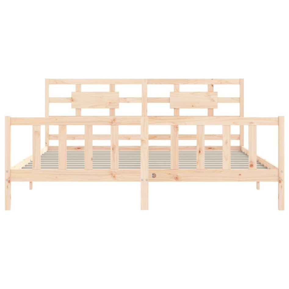 Estructura de cama con cabecero madera maciza 200x200