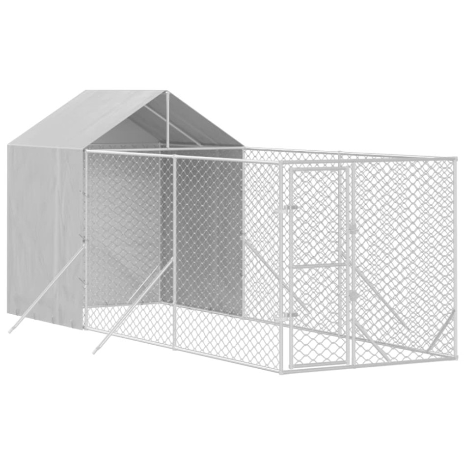 Perrera de exterior con toldo acero galvanizado plata 2x6x2,5