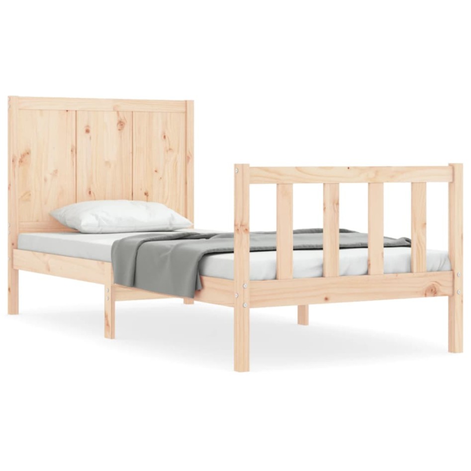 Estructura de cama individual con cabecero madera