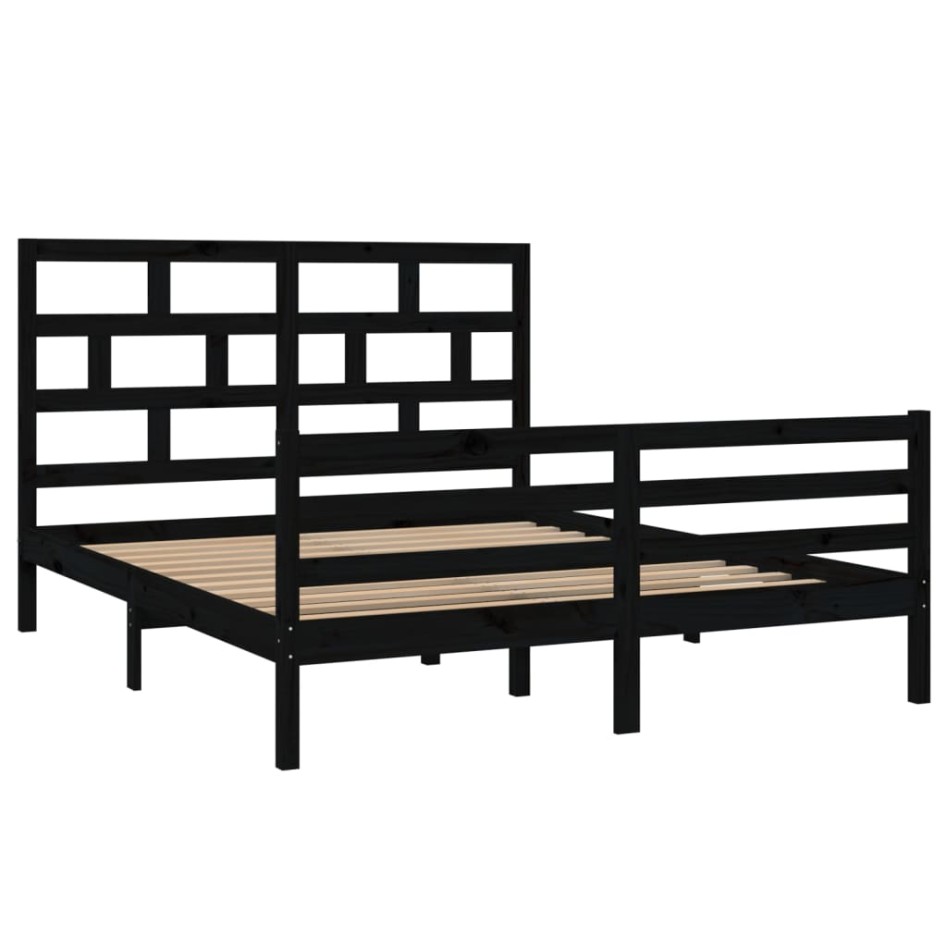 Estructura de cama de madera maciza de pino negro 160x200