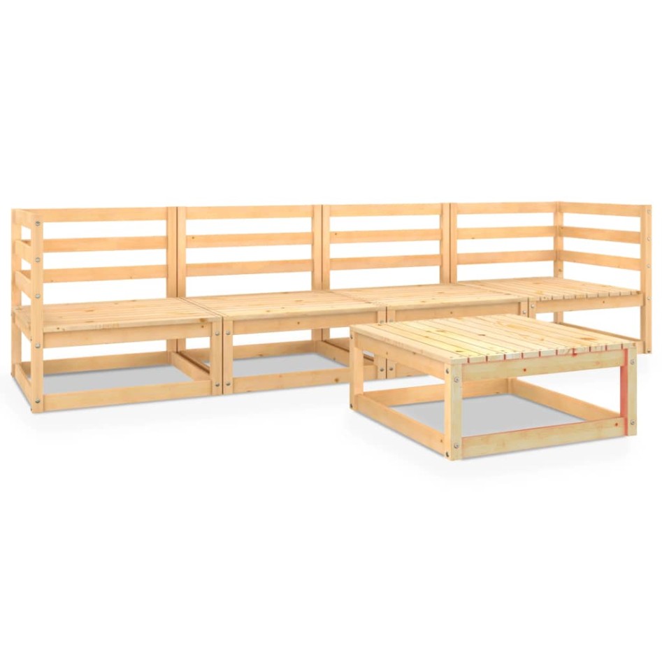 Juego de muebles de jardín 5 piezas madera maciza de